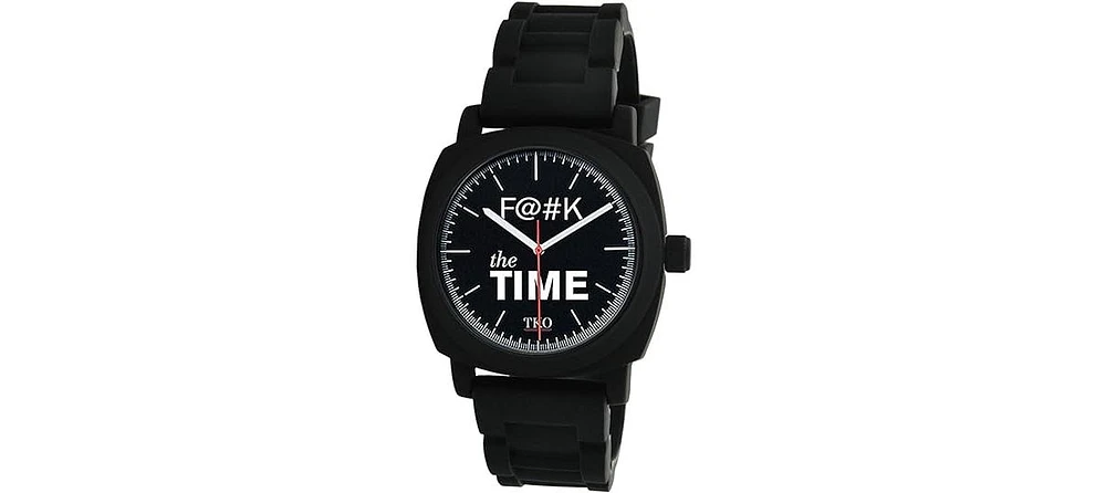 Tko Unisex "F#K the Time" Expression Watch with Black Rubber Band