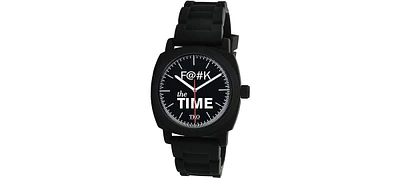 Tko Unisex "F#K the Time" Expression Watch with Black Rubber Band