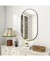 Homlux Oval Wall Mounted Mirror 22"x38" in Black
