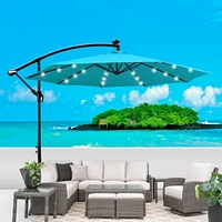 10 Ft Outdoor Patio Umbrella Solar Powered Led Lighted Sun Shade Market Waterproof 8 Ribs