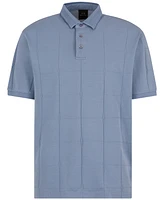 A|X Armani Exchange Men's Short Sleeve Large Grid Pattern Polo Shirt