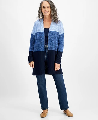Style & Co Women's Open-Front Colorblocked Cardigan, Created for Macy's