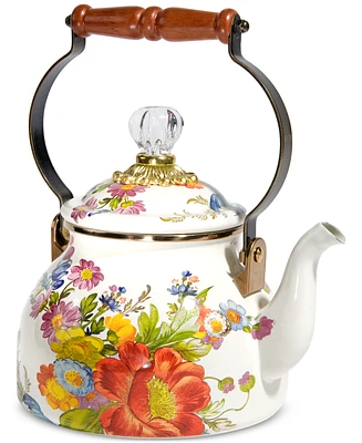 Mackenzie-Childs White Flower Market 2-Qt. Tea Kettle