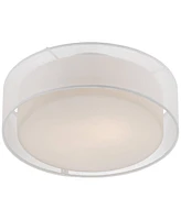 Possini Euro Design Modern Ceiling Light Flush-Mount Fixture 12 1/2" Wide Satin Nickel 2