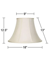 Set of 2 Flared Bell Lamp Shades Cream Large 9" Top x 18" Bottom x 13" High Spider with Replacement Harp and Finial Fitting - Imperial Shade