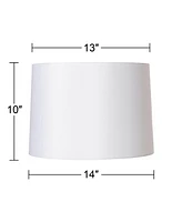 Set of 2 Hardback Drum Lamp Shades White Fabric Medium 13" Top x 14" Bottom x 10" High Spider with Replacement Harp and Finial Fitting