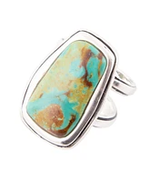 Barse Precious Genuine Turquoise Sterling Silver Rectangle Ring