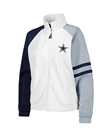 Starter Women's White Dallas Cowboys Curve Ball Raglan Full-Zip Track Jacket