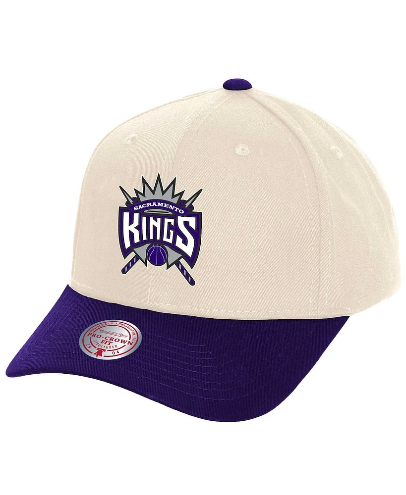 Mitchell & Ness Men's Cream Sacramento Kings Game On Two-Tone Pro Crown Adjustable Hat