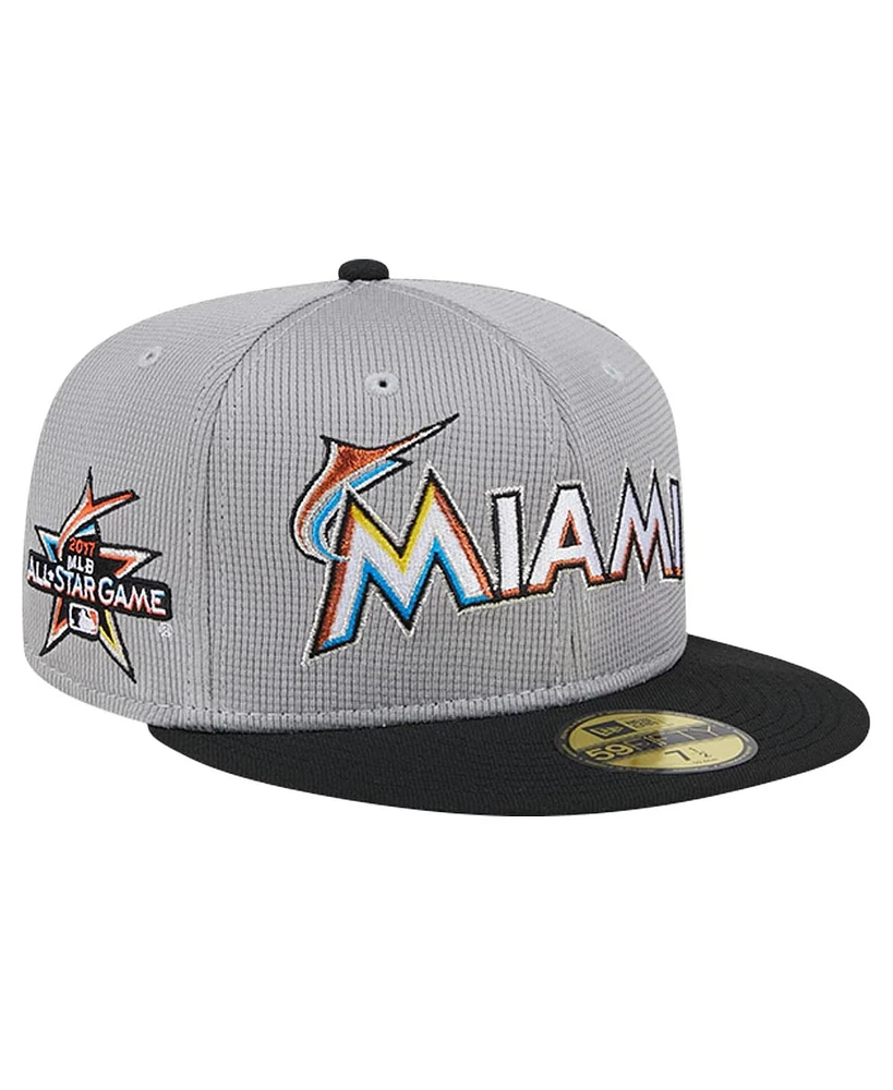 New Era Men's Gray Miami Marlins Pivot Mesh 59FIFTY Fitted Hat