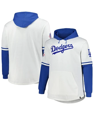 '47 Brand Men's White/Royal Los Angeles Dodgers Big Tall Trifecta Shortstop Pullover Hoodie