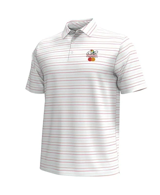 Under Armour Men's White Arnold Palmer Invitational T2 Green Trace Stripe Polo