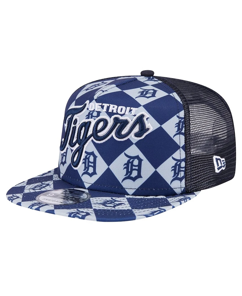 New Era Men's Navy Detroit Tigers Seeing Diamonds A-Frame Trucker 9FIFTY Snapback Hat