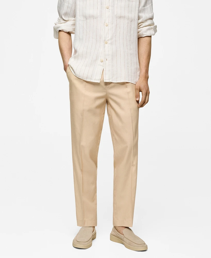 Mango Men's Cotton Lyocell Pleated Pants