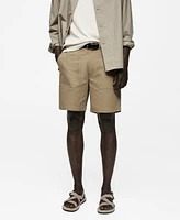 Mango Men's Herringbone Cotton Bermuda Shorts