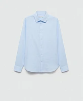 Mango Men's Regular-Fit Striped Cotton-Linen Shirt