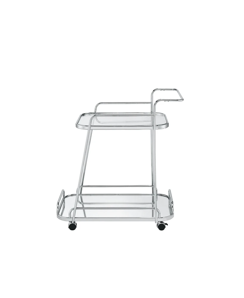 Simplie Fun Aegis Serving Cart, Clear Glass & Chrome Finish