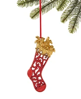 Holiday Lane Christmas Glitters Red & Gold Stocking Ornament, Exclusively at Macy's