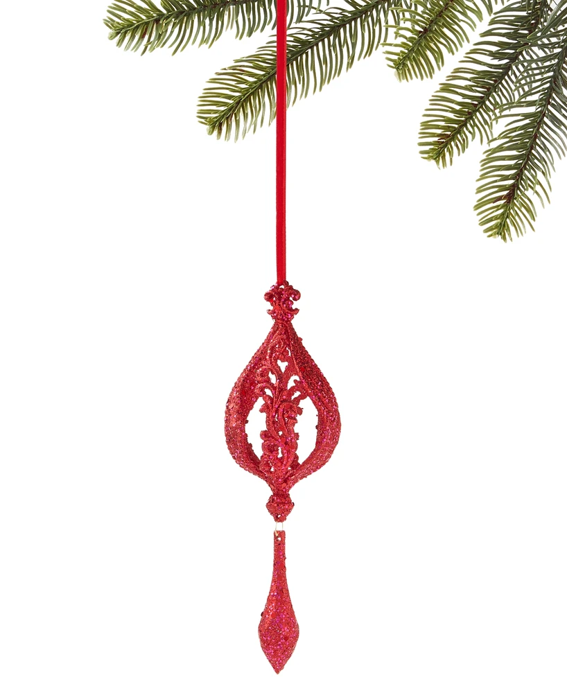 Holiday Lane Burgundy & Blush Glitter Ornament with Drop, Created for Macy's