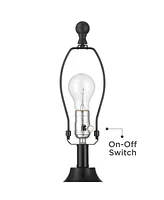 Franklin Iron Works Kaly Rustic Traditional Natural Cottage Table Lamps 25" High Set of 2 with Usb Charging Port Hammered Oil Rubbed Bronze Faux Leath