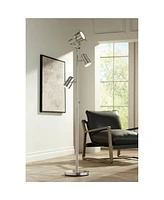 Possini Euro Design Nuovo Modern Task Floor Lamp Tree 3-Light 70" Tall Brushed Nickel Silver Adjustable Bullet Heads Bright Lighting for Living Room R