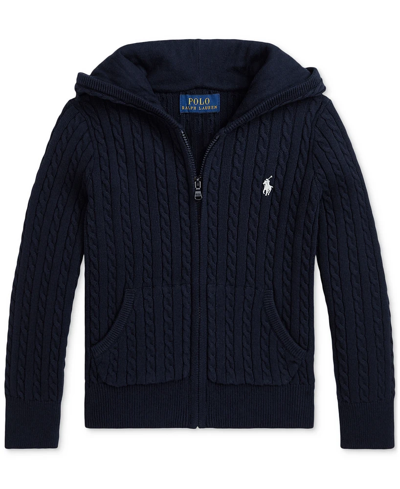 Polo Ralph Lauren Toddler & Little Girls Mini-Cable Cotton Full-Zip Hoodie