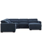 Nevio -Pc. Fabric Power Headrest Sectional and Chaise with 2 Motion Chairs