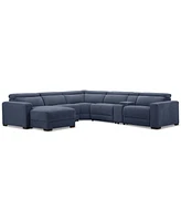 Nevio 6-Pc. Fabric Power Headrest Sectional with Chaise & Console and 1 Motion Chair