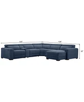 Nevio 6-Pc. Fabric Power Headrest Sectional with Chaise & Console and Motion Chairs