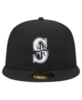 New Era Men's Black Seattle Mariners Logo 59FIFTY Fitted Hat