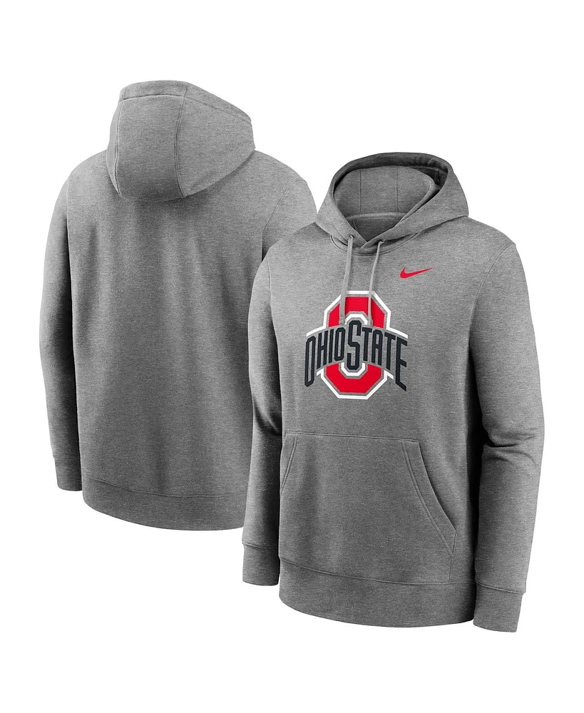 Nike Men's Heather Gray Ohio State Buckeyes Primetime Evergreen Club Fleece Pullover Hoodie