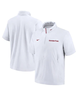 Nike Men's White Alabama Crimson Tide 2024 Sideline Coach Short Sleeve Half-Zip Hoodie Jacket