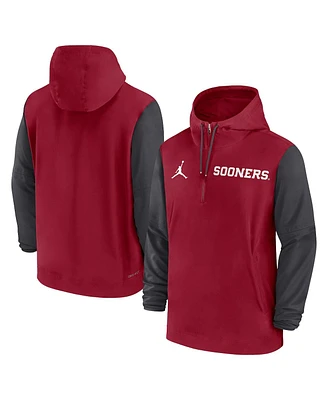 Jordan Men's Crimson Oklahoma Sooners 2024 Sideline Pregame Player Half-Zip Hoodie