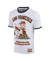 Ripple Junction Men's White Peanuts San Francisco Baseball Ringer T-Shirt