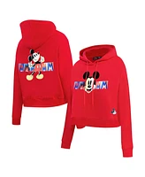 Freeze Max Women's Red Mickey Friends Mouse Bold Expression Oversized Cropped Pullover Hoodie