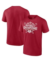 Fanatics Men's and Women's Crimson Oklahoma Sooners Four-Peat Ncaa Softball Women's College World Series Champions Logo T-Shirt