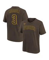 Nike Big Boys and Girls Jackson Merrill Brown San Diego Padres Player Name Number T-Shirt