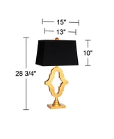 Possini Euro Design Judith Mid Century Modern Glam Luxury Table Lamp 28.75" Tall Gold Black Fabric Rectangle Shade Decor for Living Room Bedroom House