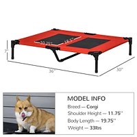 Streamdale Furniture 36" x 30" Elevated Cooling Summer Dog Cot Pet Bed With Mesh Ventilation - Red