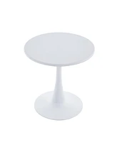 Streamdale Furniture Modern 23.6" Diameter Solid Metal Base White Round End Table