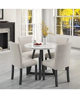 Streamdale Furniture 5-Piece Dining Set with Marble-Inspired Table & Ergonomic Chairs