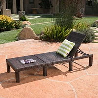 Simplie Fun Adjustable Wicker Chaise Lounge with Iron Frame for Outdoor Comfort