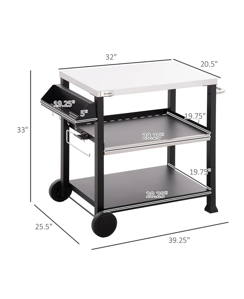 Streamdale Furniture Versatile Outdoor Grill Cart with Spacious Cooking Surface & Storage