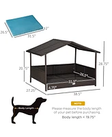 Streamdale Furniture Durable Rattan Canopy Dog Bed Comfort and Protection for Your Furry Friend