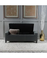 Streamdale Furniture Stylish Dark Grey Storage Ottoman with Tufted Top