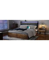 Streamdale Furniture Full Bed Frame with Storage, Ergonomic Headboard, Bed Frame with 2 Storage Drawers, Built in Charging Station & Led, Outlets & Us