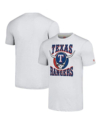 Homage Men's Ash Texas Rangers Grateful Dead Tri-Blend T-Shirt