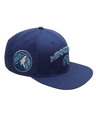 Pro Standard Men's Navy Minnesota Timberwolves Stacked Logo Wool Snapback Hat