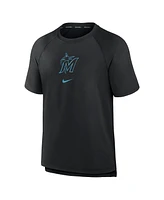 Nike Men's Black Miami Marlins Authentic Collection Pregame Raglan Performance T-Shirt