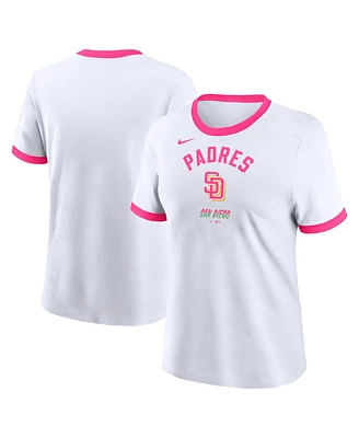 Nike Women's White San Diego Padres 2024 City Connect Ringer Tri-Blend T-Shirt